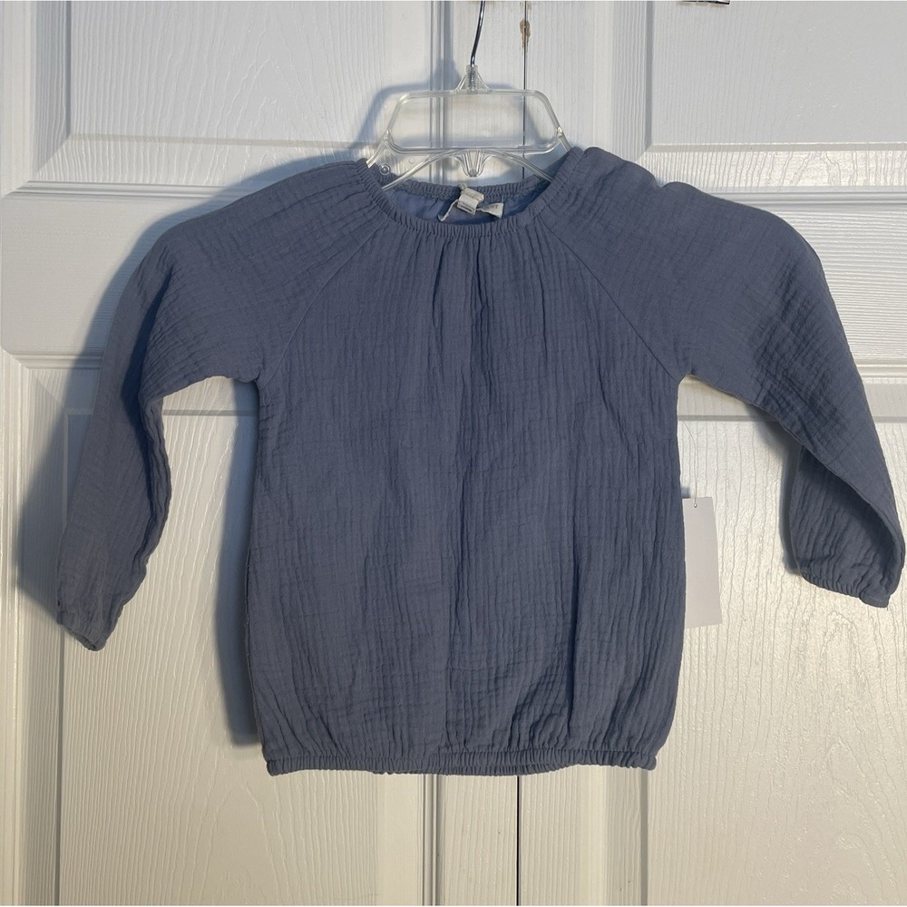 Chelsea Violet Shirt Girls 3T Blue 100% Cotton Gauze Long Sleeve Textured Top